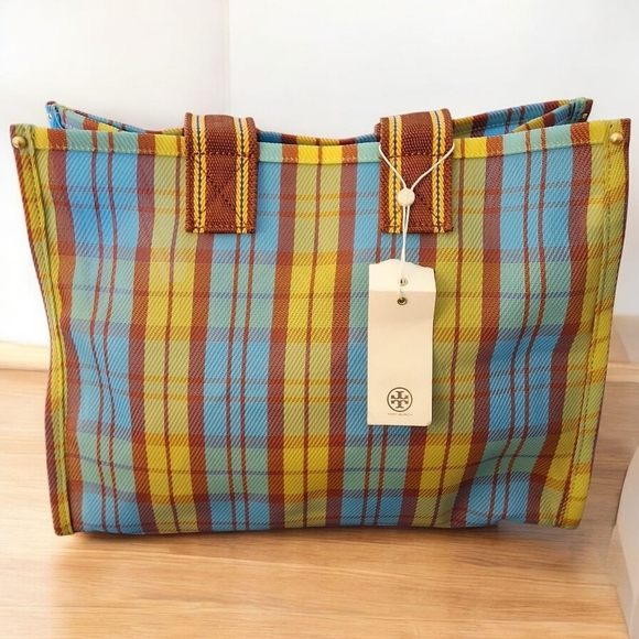Tory Burch Ella Plaid Market Tote – NWT - Picture 4 of 14